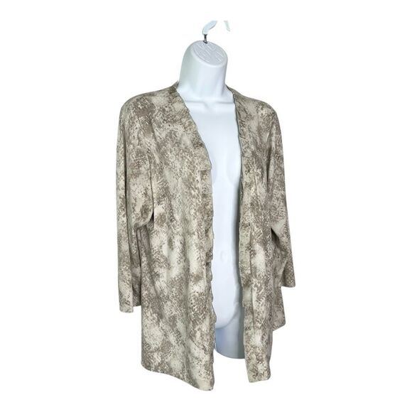 Chicos Women’s L Open Front Shimmer Ruffle Trim Cardigan - Picture 1 of 8